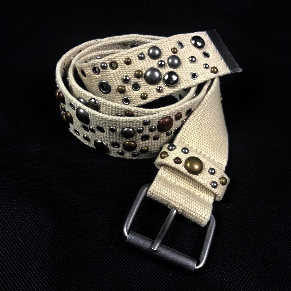 EXPRESS Riveted Silver Bronze Gold Belt Small S Y2K